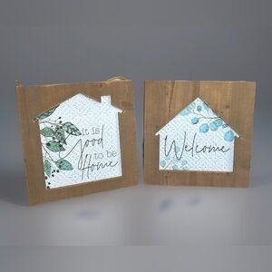 Rustic Wooden Home Art Decor with Green Accents